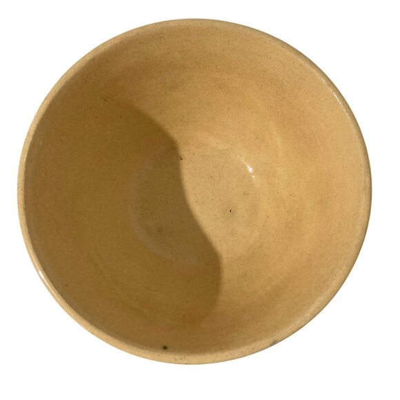 Antique Vintage Yellow Ware Bowl With 5 Blue Striped Bands - Picture 6 of 10